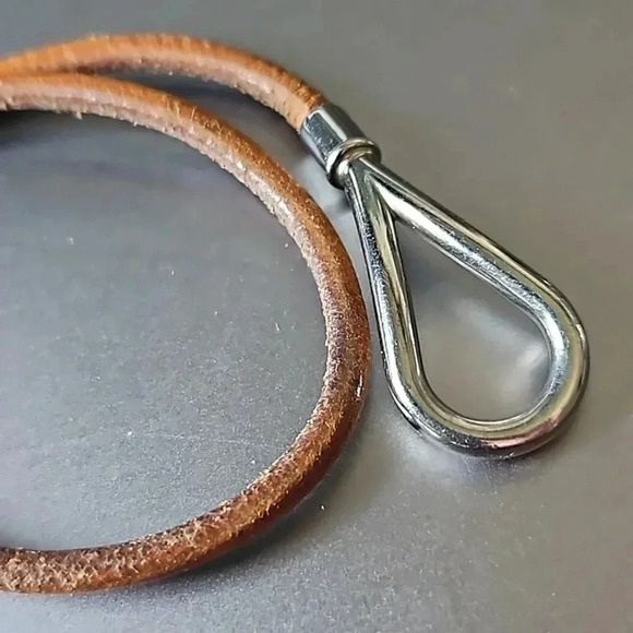 Hermes Leather Silver and Brown double bracelet - Picture 3 of 4